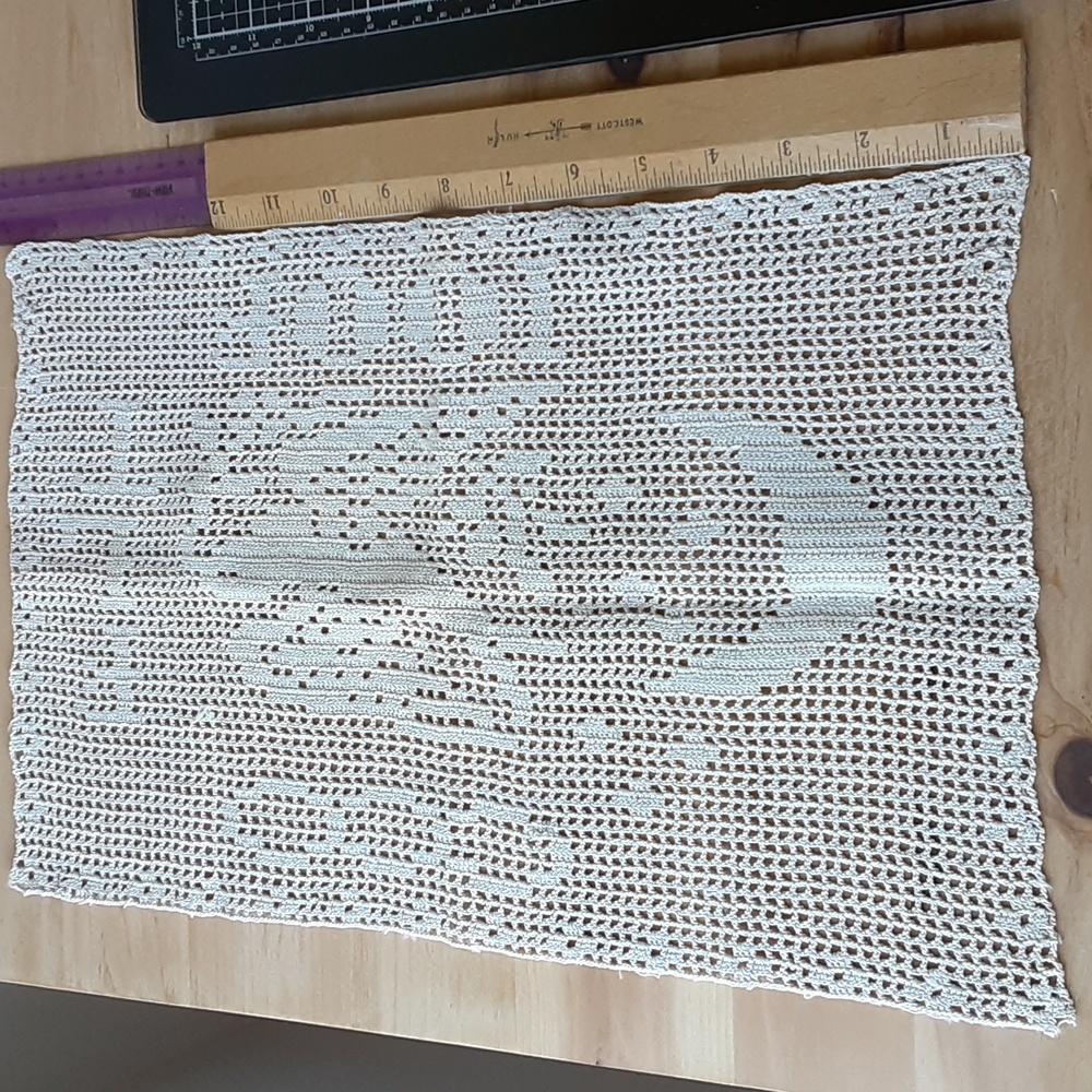 Antique Crochet Lace Doily I.O.O.F. Rebekah Lodge Moon 7 Stars Dove 3 Links FLT